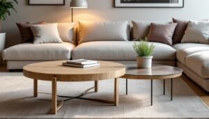 upptäck hur du kan kombinera två runda soffbord på ett stilfullt och balanserat sätt. få inspiration och praktiska tips för att skapa ett harmoniskt vardagsrum med smarta inredningslösningar.