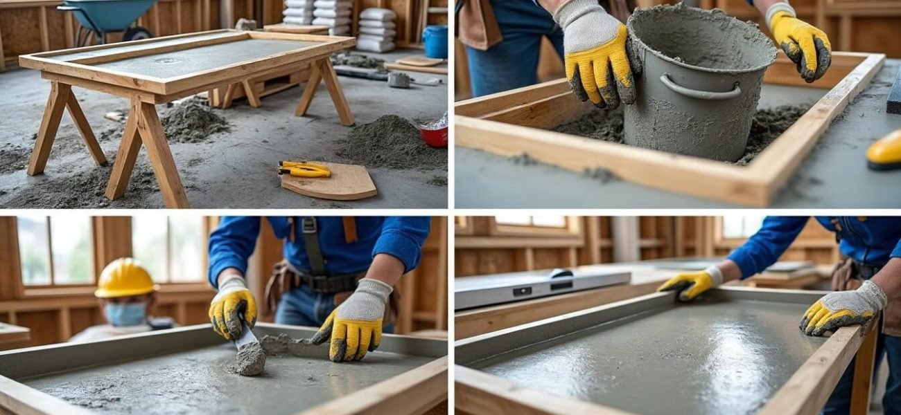 lär dig hur du gjuter en bänkskiva i betong steg för steg med vår detaljerade guide. från materialval till färdig bänkskiva, vi täcker allt du behöver veta för att skapa en vacker och hållbar bänkskiva i ditt kök eller badrum.