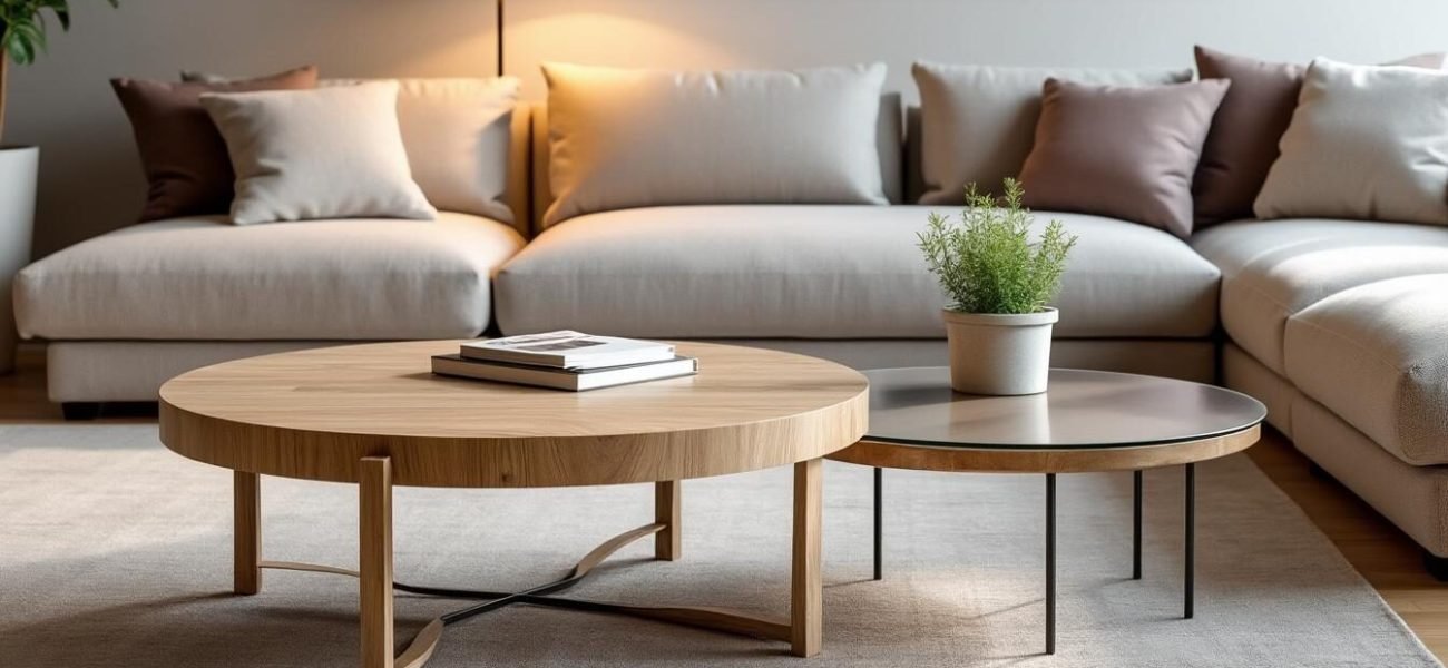 upptäck hur du kan kombinera två runda soffbord på ett stilfullt och balanserat sätt. få inspiration och praktiska tips för att skapa ett harmoniskt vardagsrum med smarta inredningslösningar.