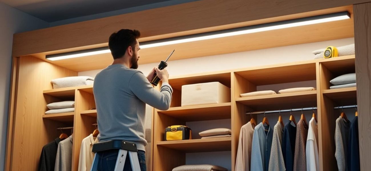 lär dig hur du enkelt monterar belysning i garderoben steg för steg. följ våra tydliga instruktioner för ett snyggt och funktionellt resultat.